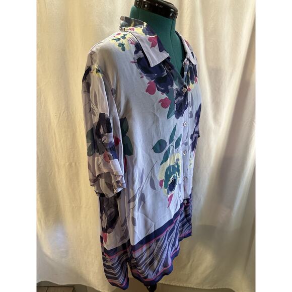 Sag Harbor Floral Button-Down Shirt Women’s XL – Vintage 100% Rayon - Picture 4 of 6